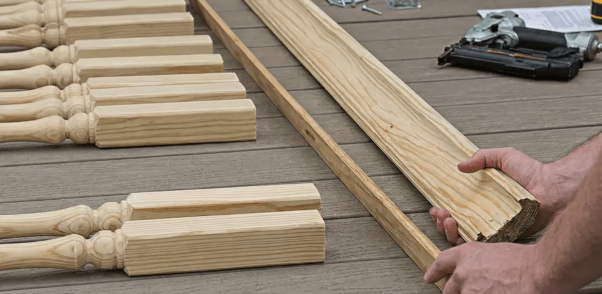 Handrail installation materials and wood components for stair rail work in Arvada, CO